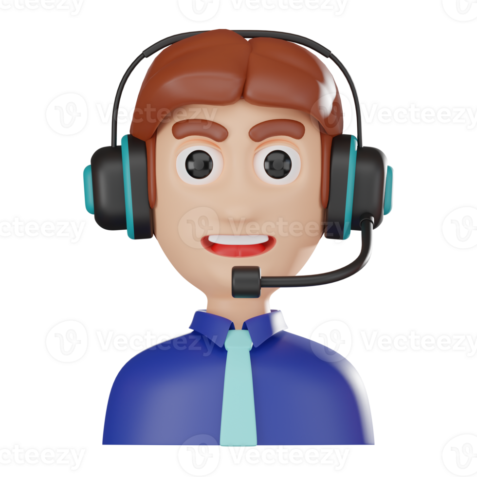 3D Render Call Operator Avatar for Customer Support Illustration png