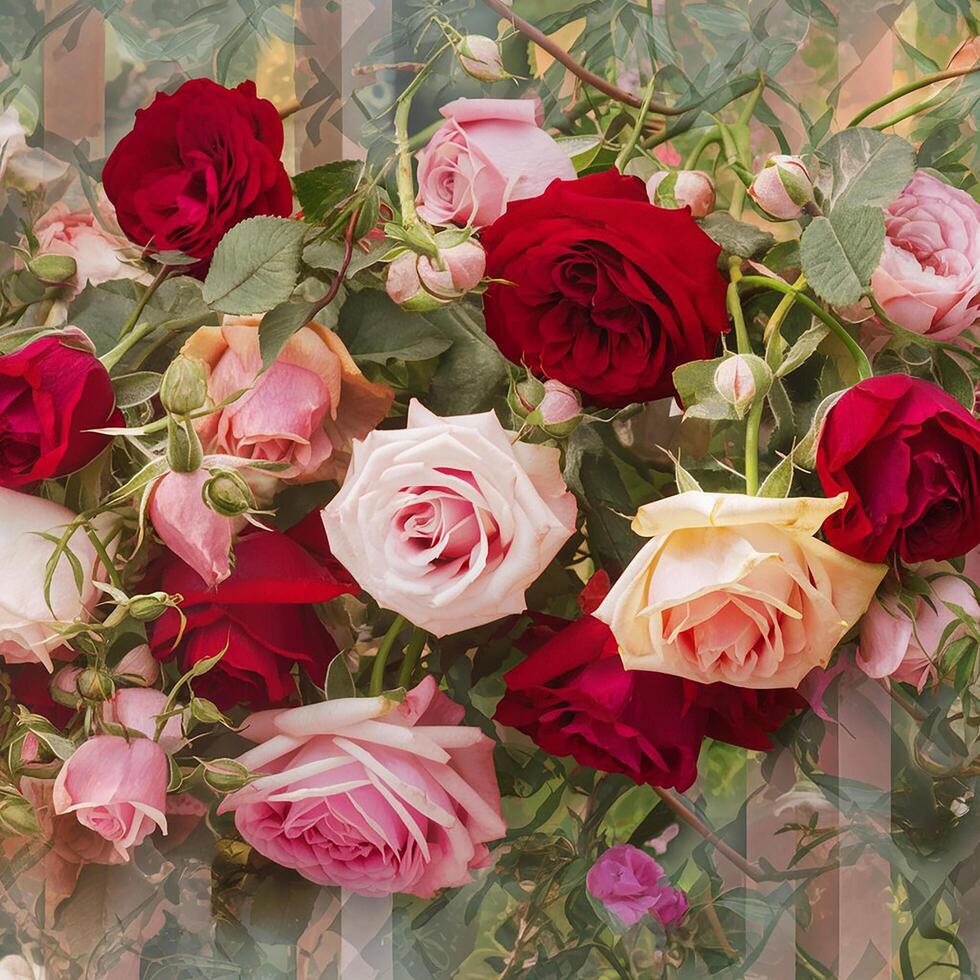 a bunch of different colored roses photo