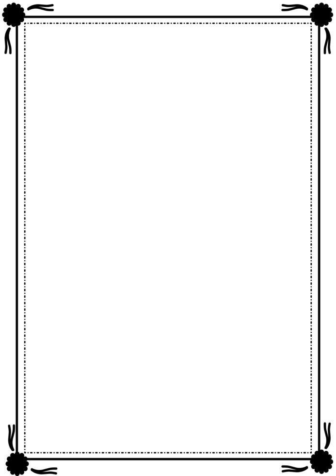 Simple black line frame for A4 paper png