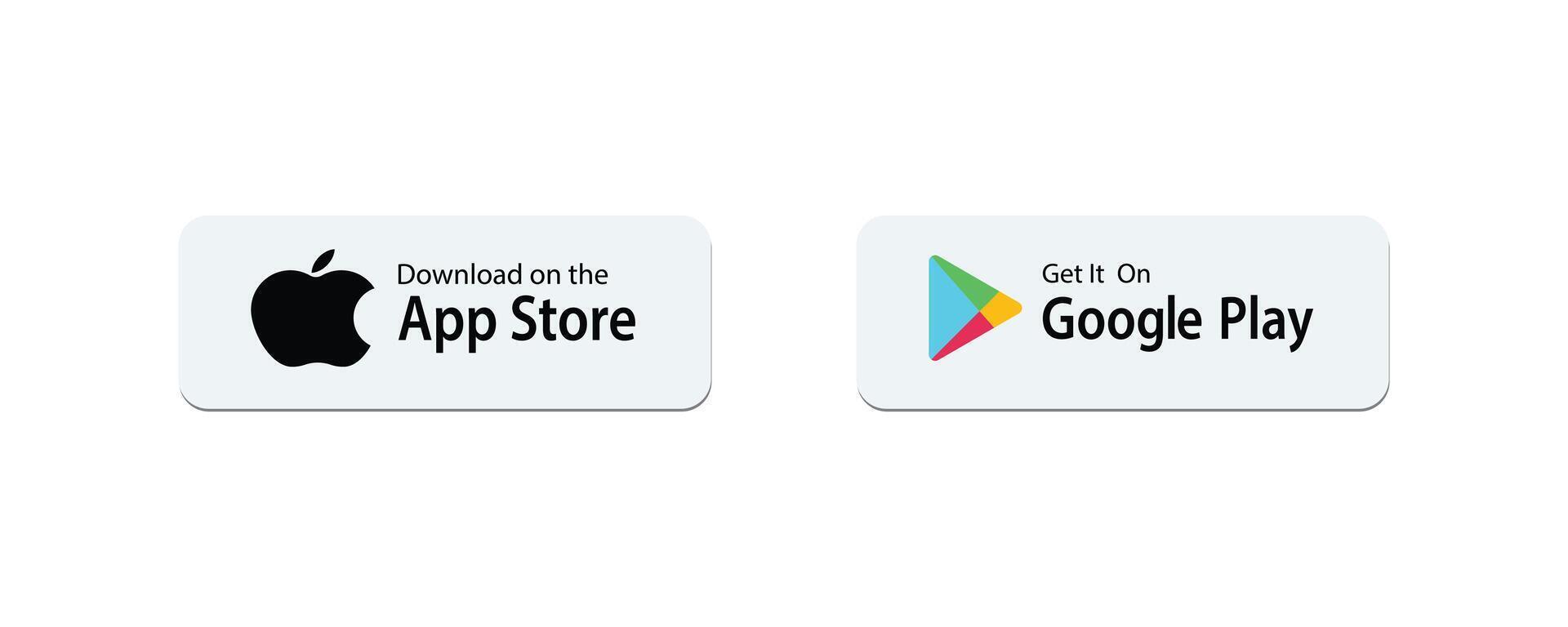 App Store and Get it on Google Play download icon buttons illustration. vector