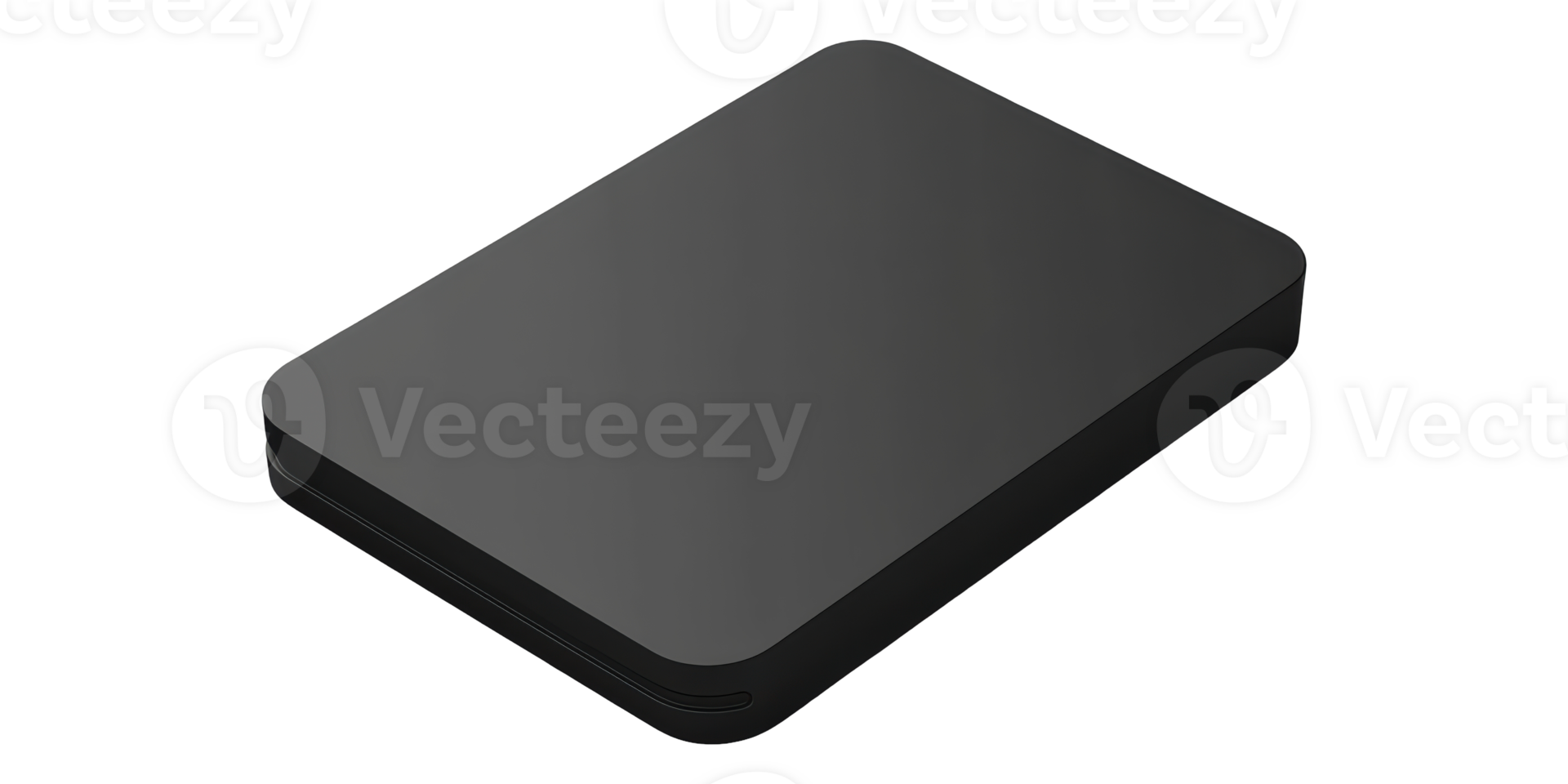Black 3D Portable Power Bank Isolated on Transparent Background. png