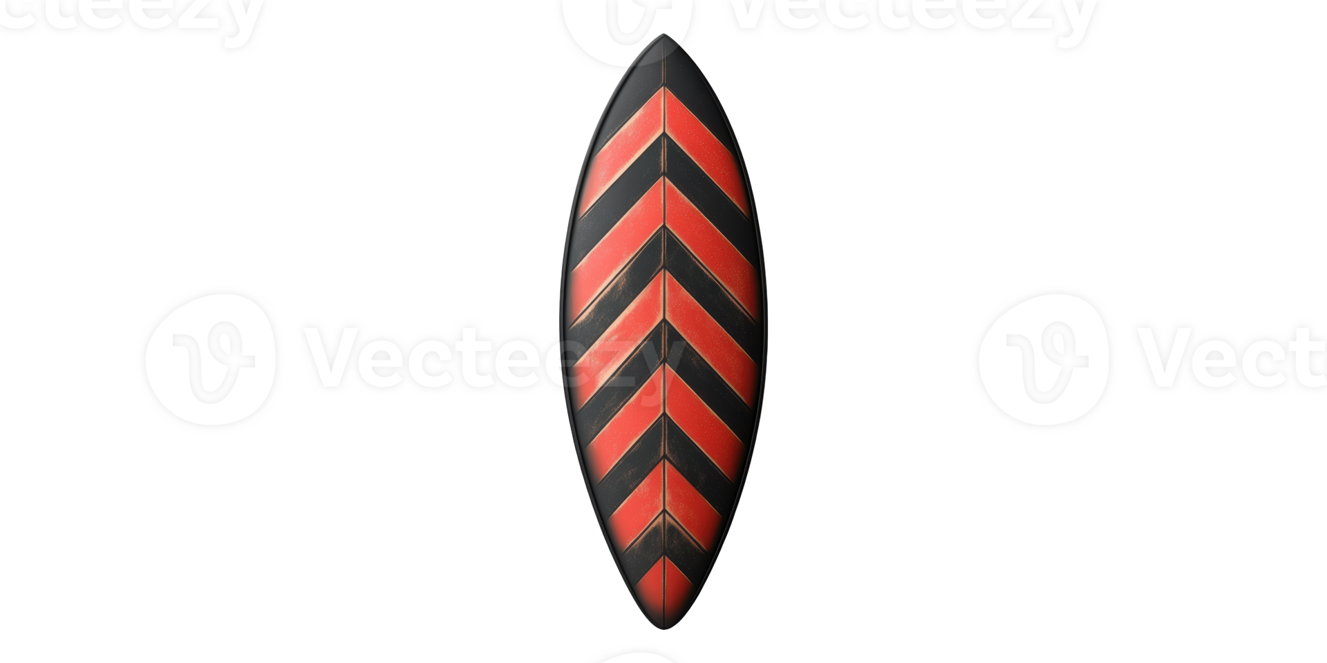 Decorative Surfboard With Chevron Pattern Isolated on Transparent Background. png