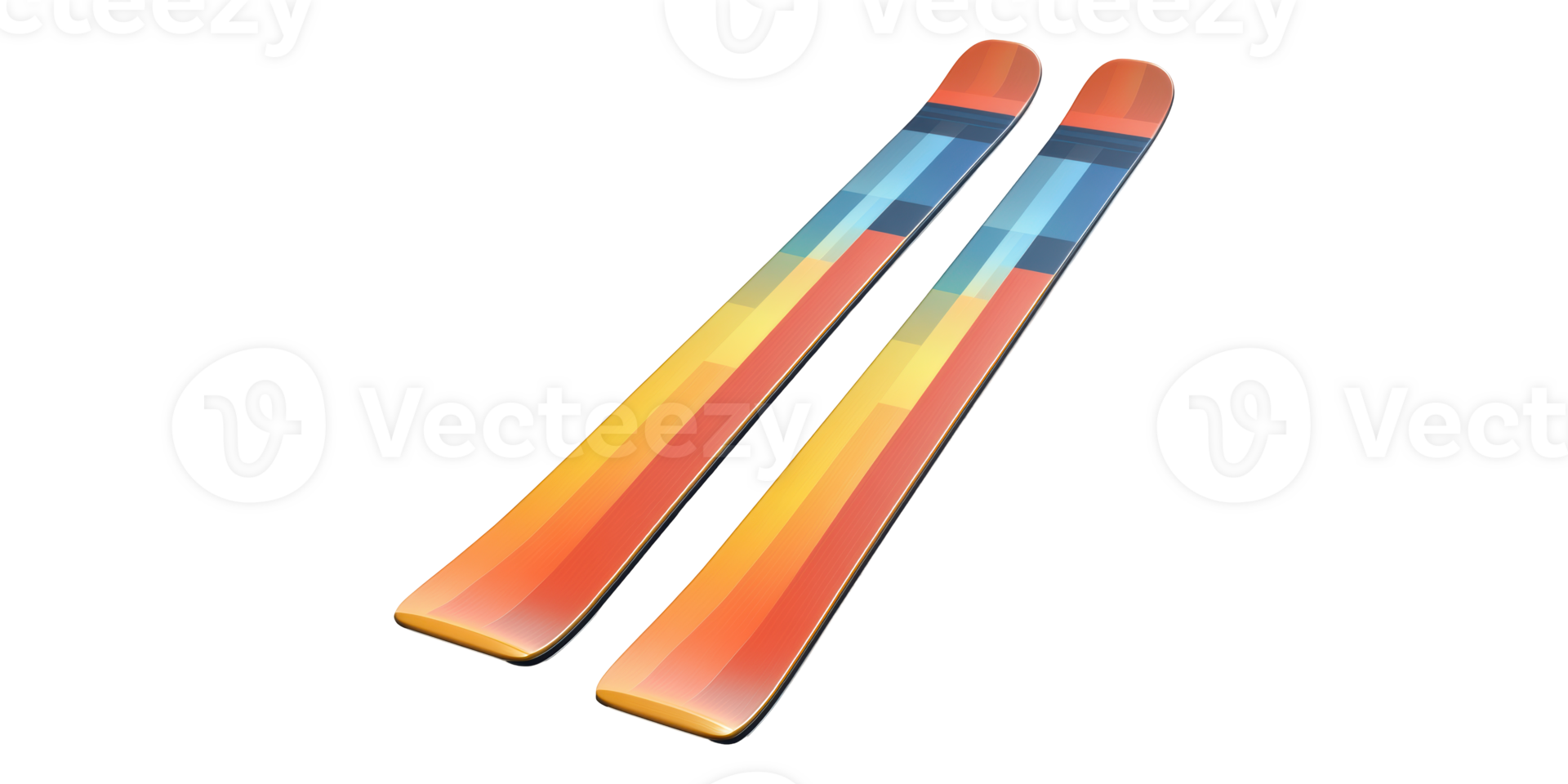Orange and Blue Skis Isolated on Transparent Background. png