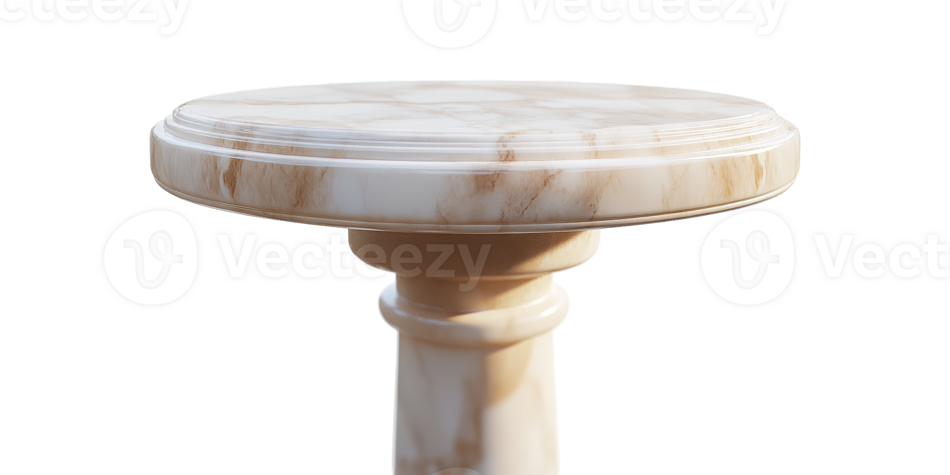 White Marble Pedestal With Polished Surface Isolated on Transparent Background. png