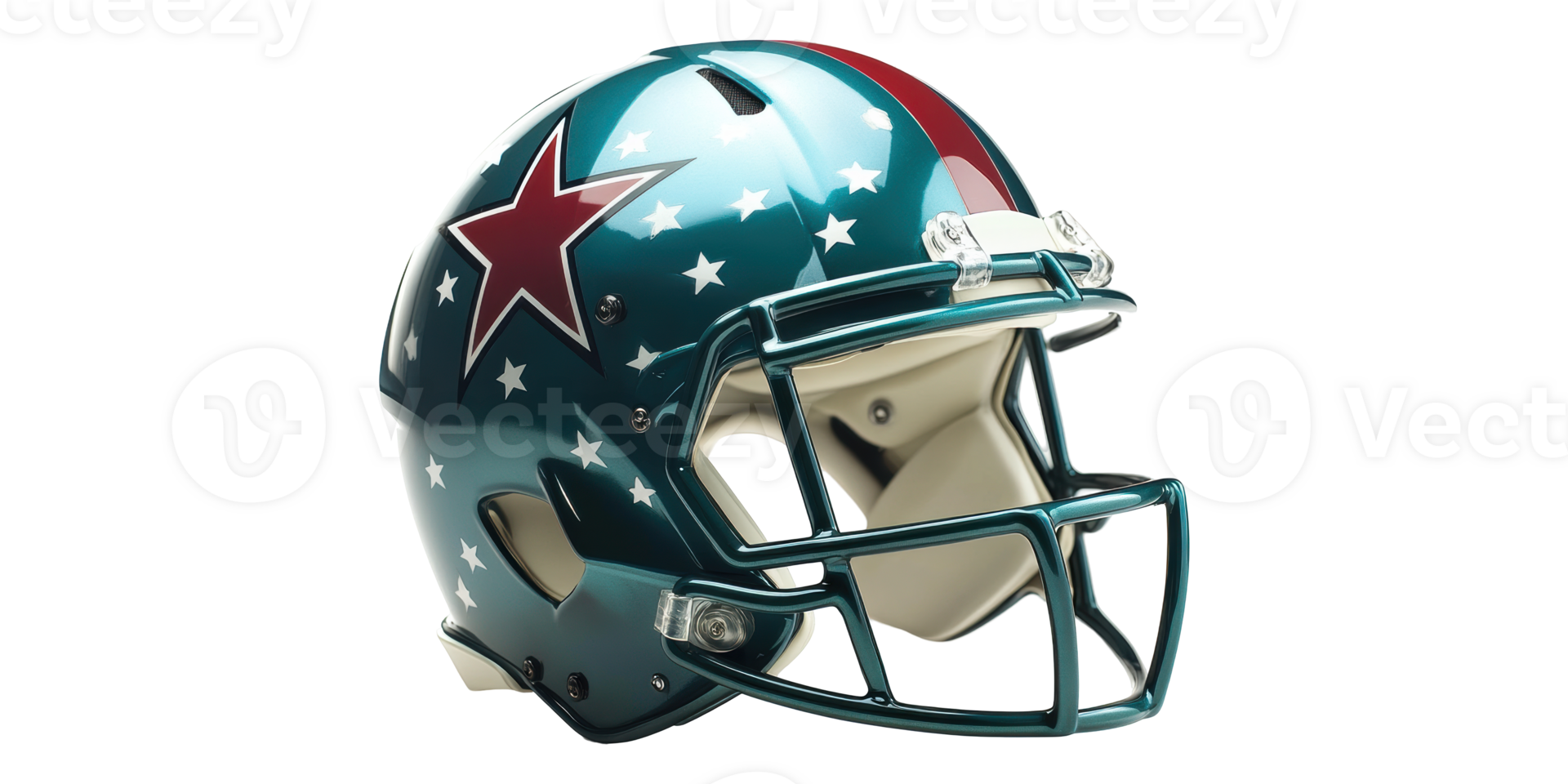 Blue Football Helmet With Star Design Isolated on Transparent Background. png