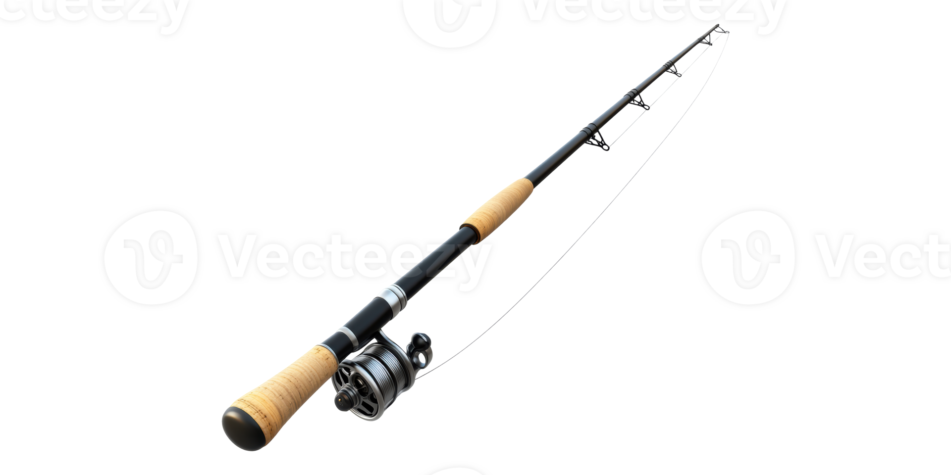 Fishing Rod With Black Handle Isolated on Transparent Background. png