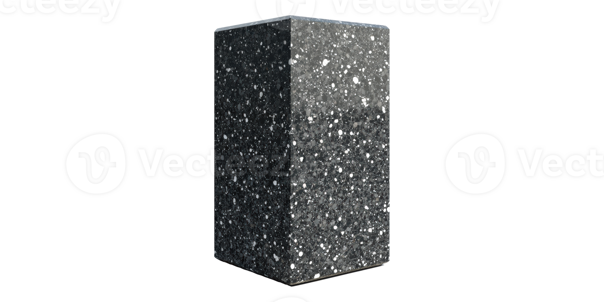 Black Rectangular Block With Speckled Texture Isolated on Transparent Background. png