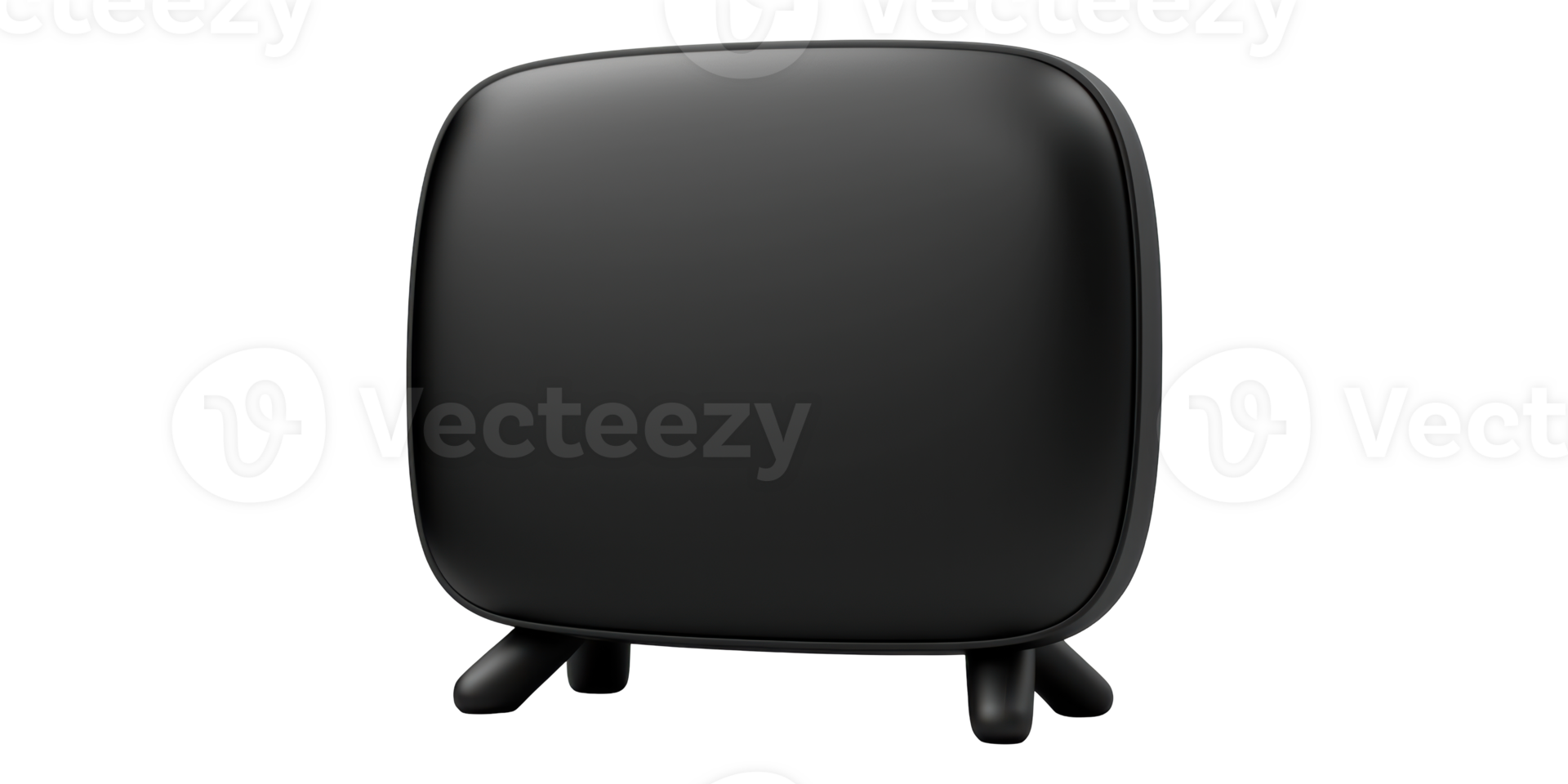 Black 3D Retro Television With Rounded Screen Isolated on Transparent Background. png