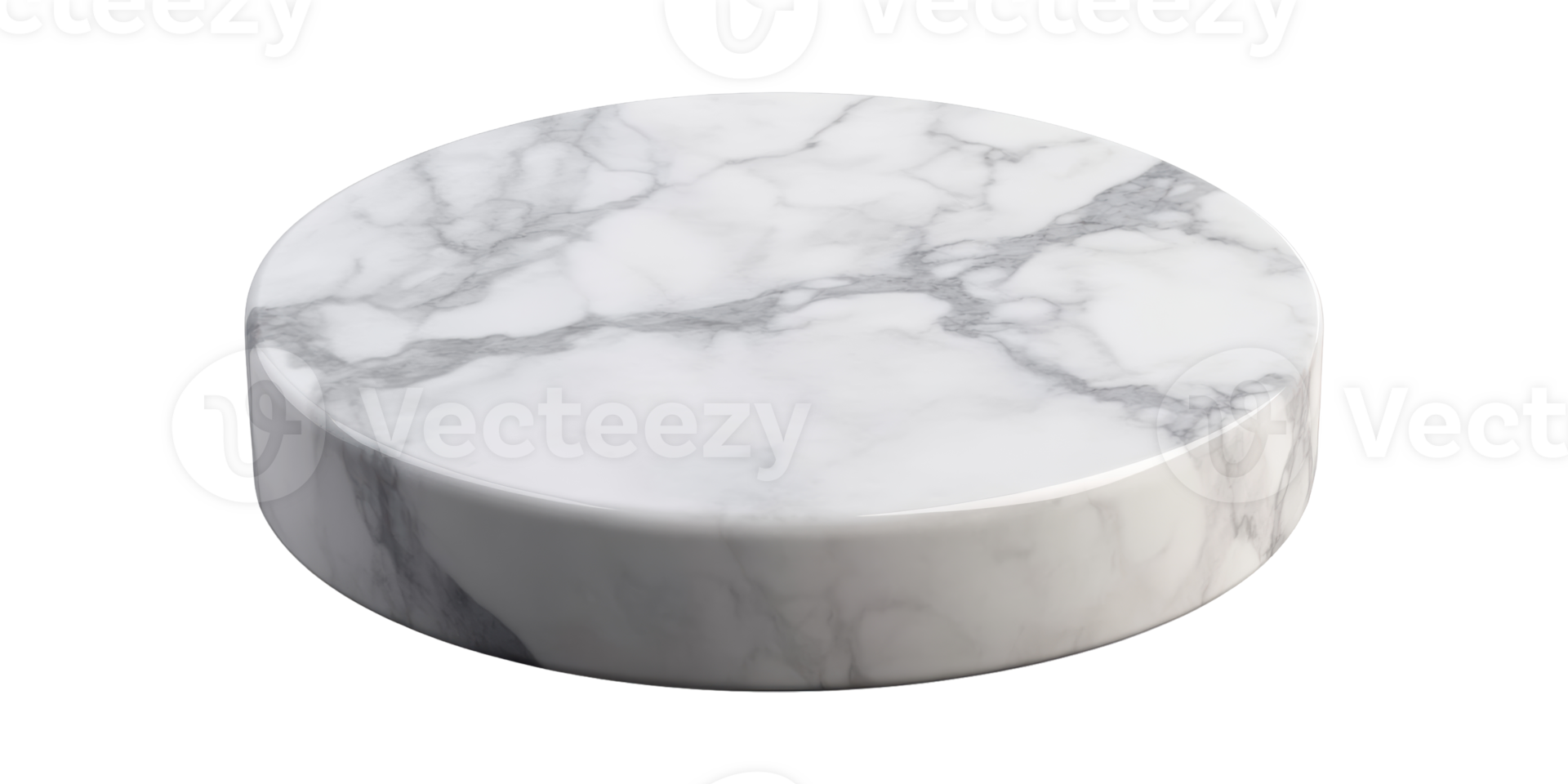 White Marble Circular Slab With Polished Surface Isolated on Transparent Background. png