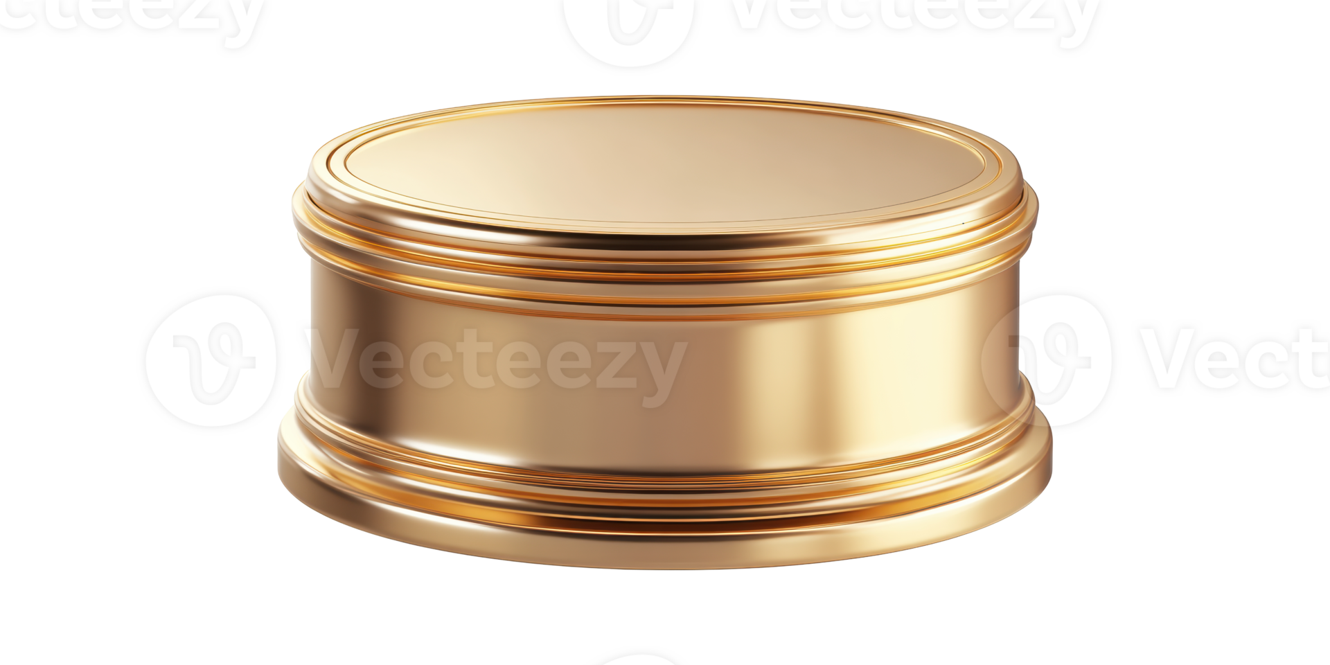 Gold Round Lid With Smooth Finish Isolated on Transparent Background. png