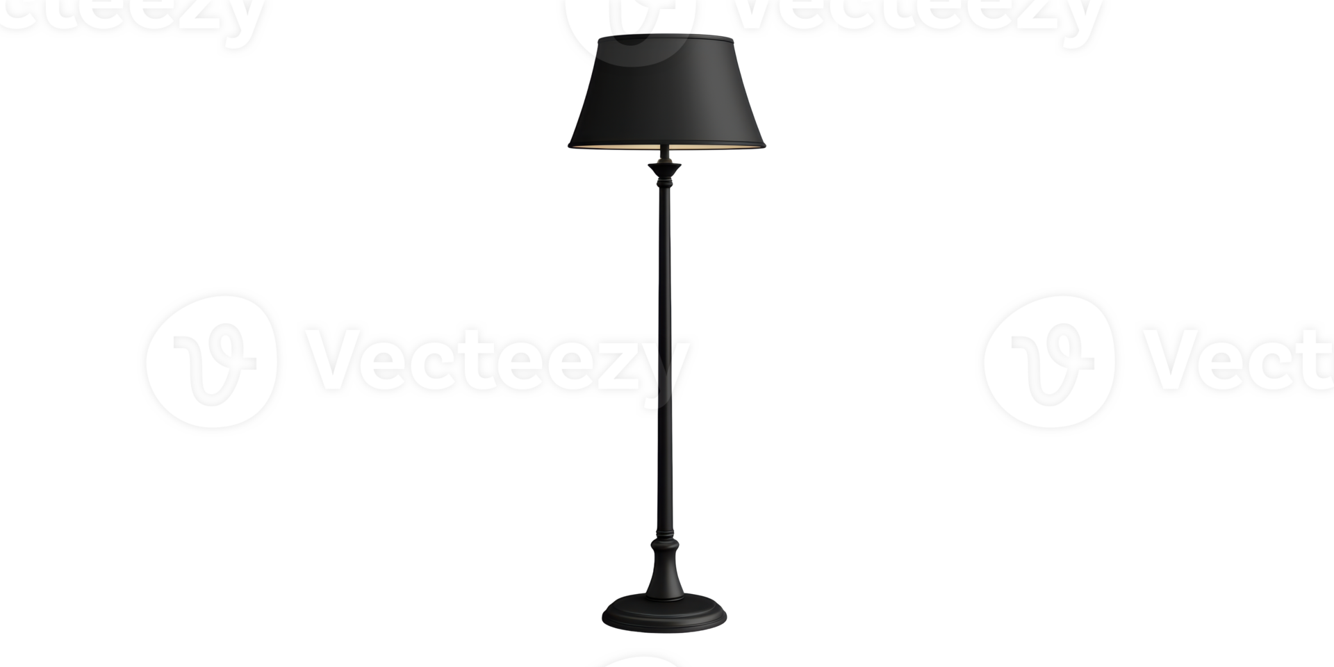 Black Floor Lamp With Fabric Shade Isolated on Transparent Background. png