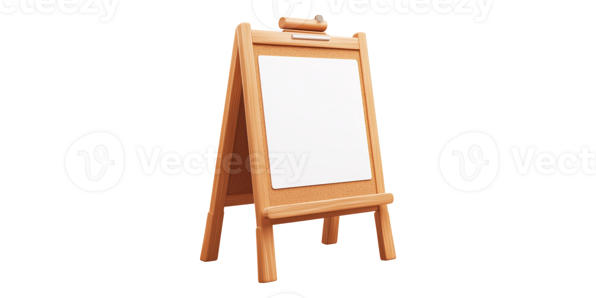 Wooden Easel With Whiteboard Surface Isolated on Transparent Background. png