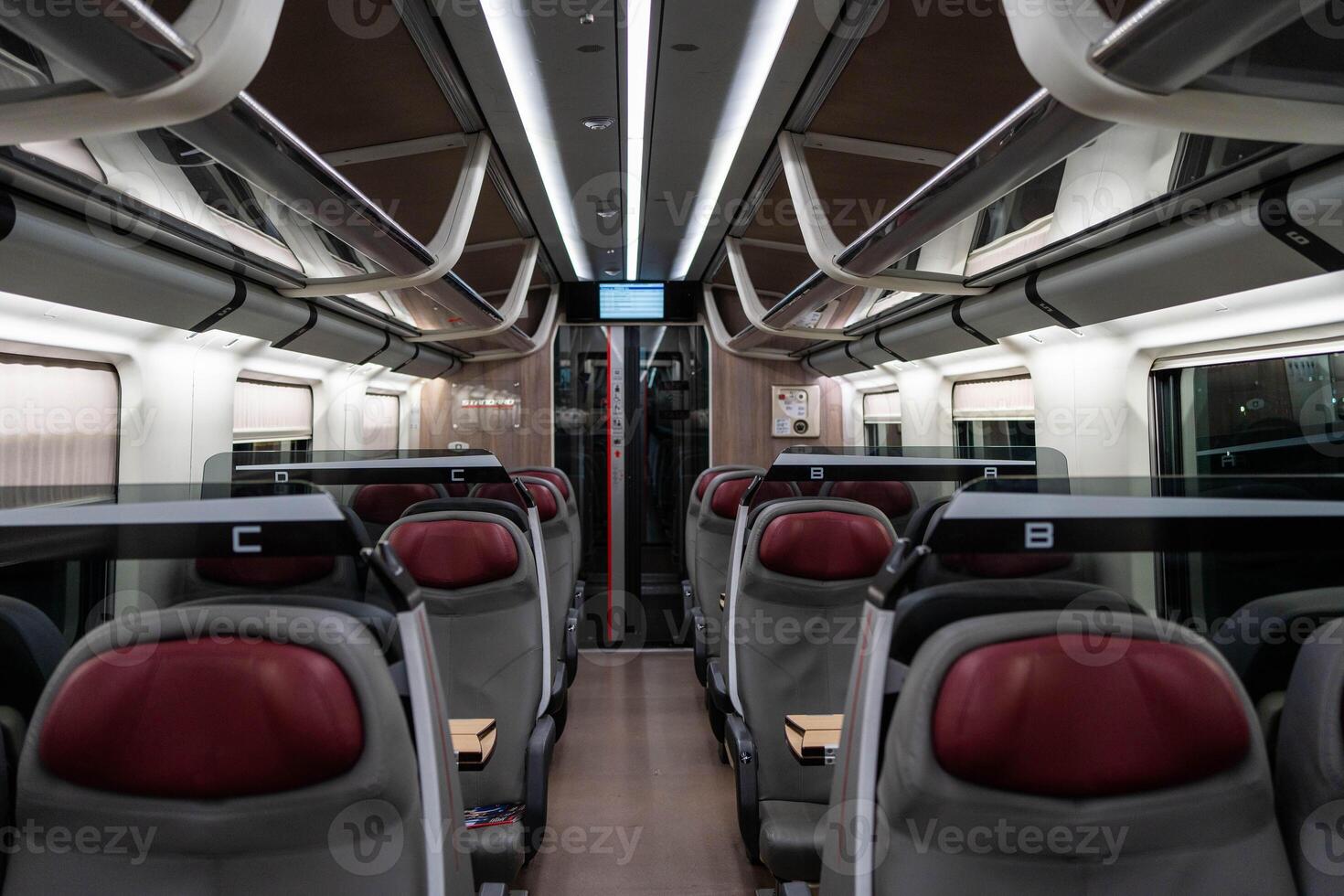 Premium Seating in an Empty Train Cabin photo