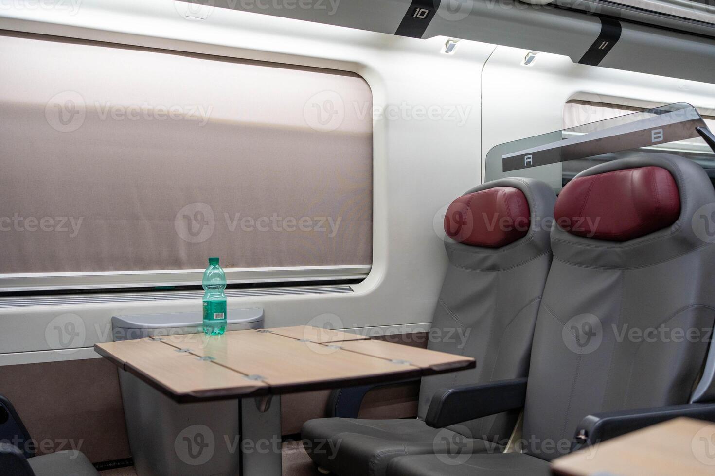 Left garbage in a train carriage photo