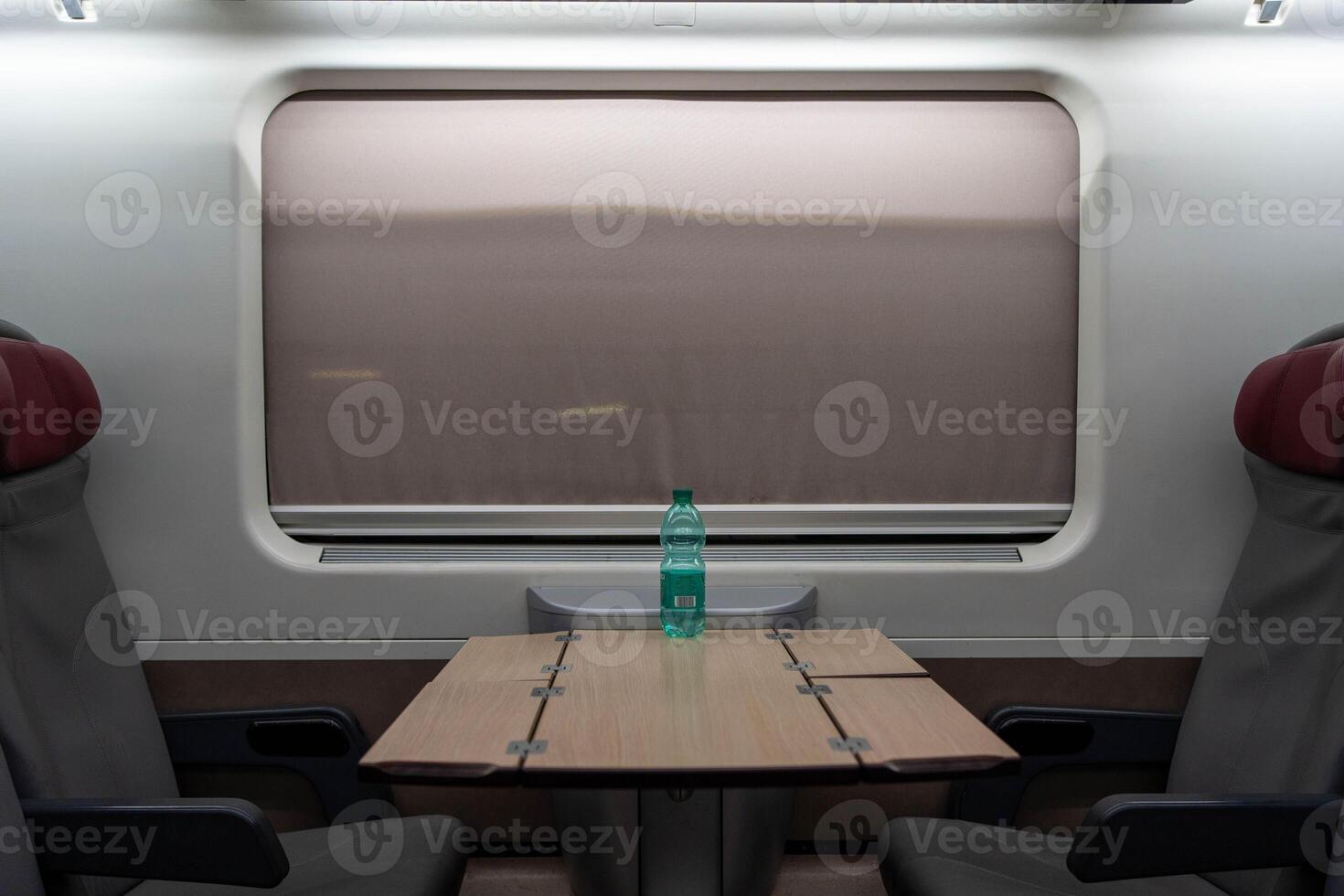Left garbage in a train carriage photo