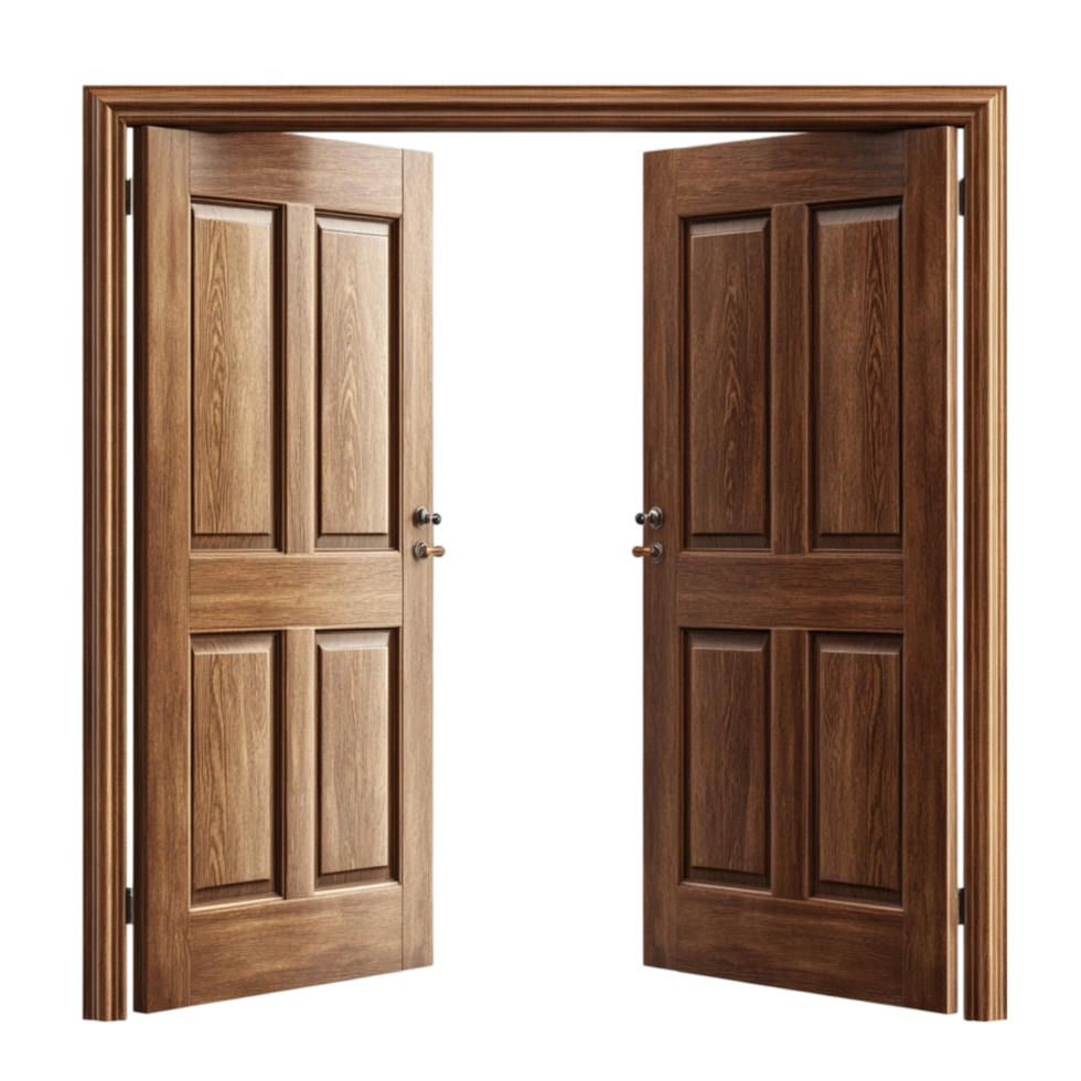 wooden doors open on a transparent background png