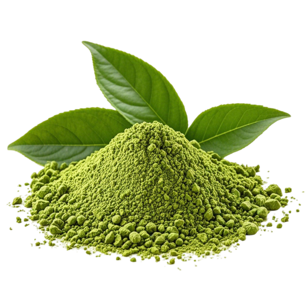 green tea powder isolated on transparent background png