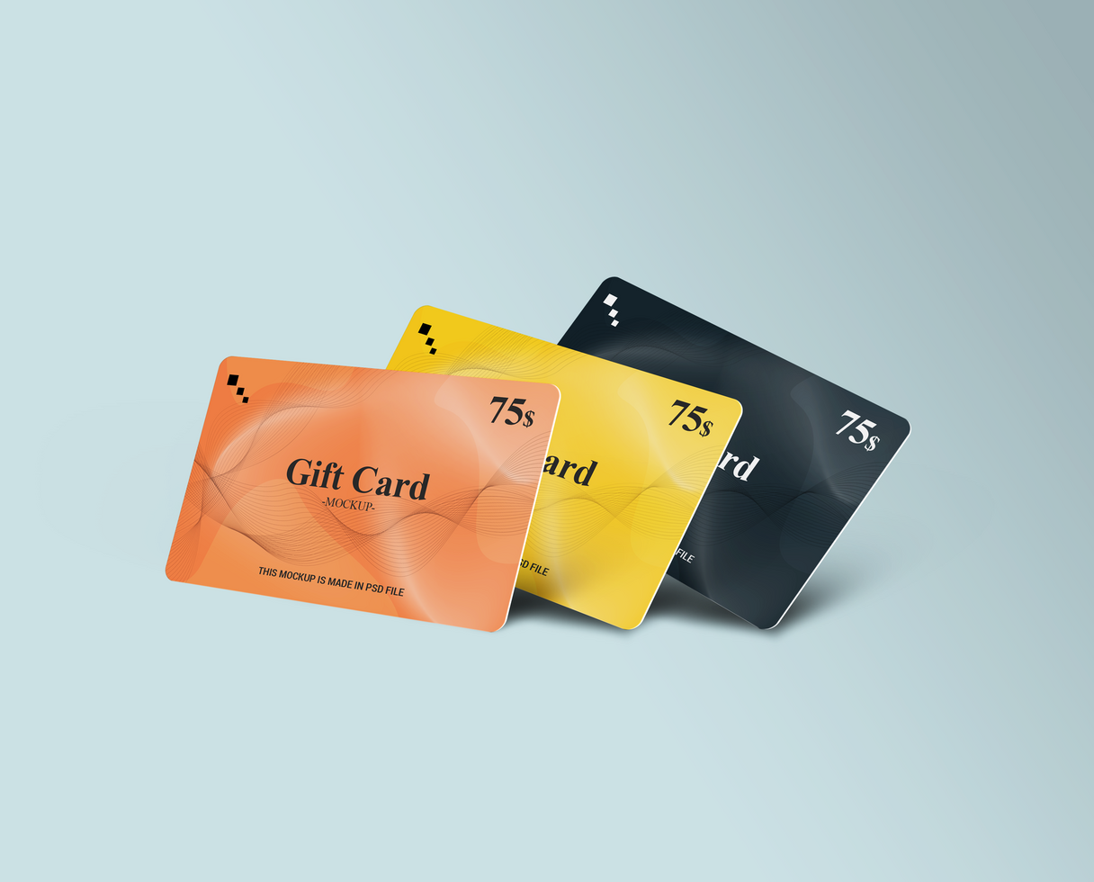 Gift Card Mockup Three Color psd