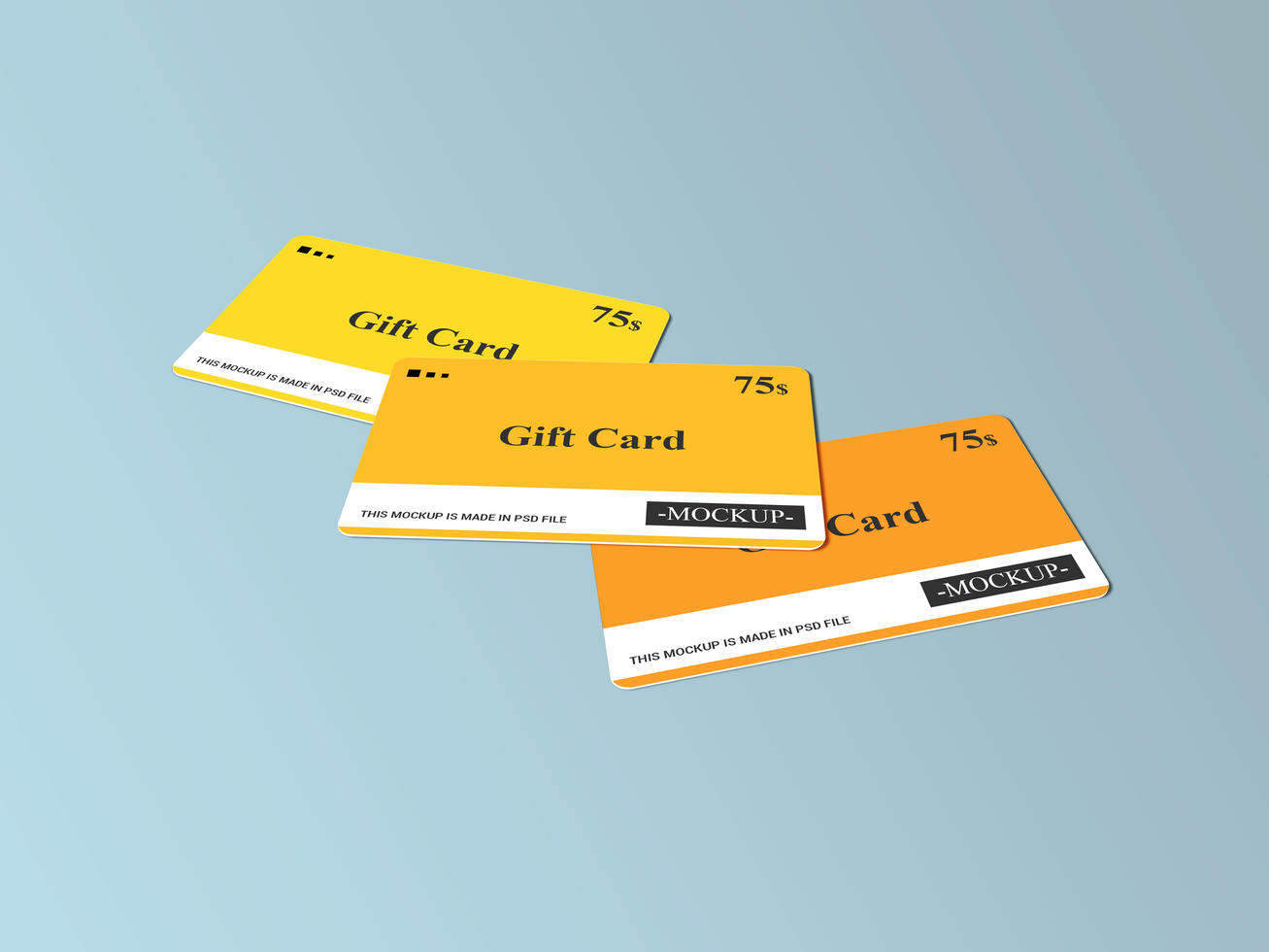 Three Style Gift Card Mockup Design psd