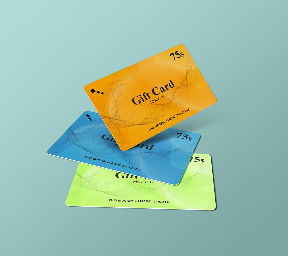 Three New Style Gift Card Mockup Design psd