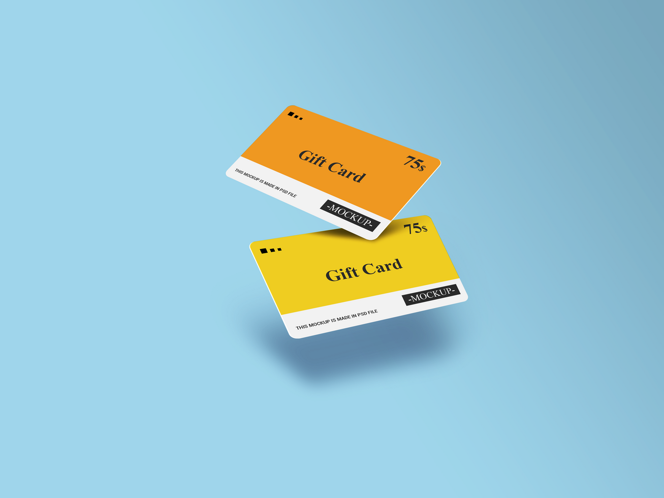 Flying Gift Card Mockup Design psd