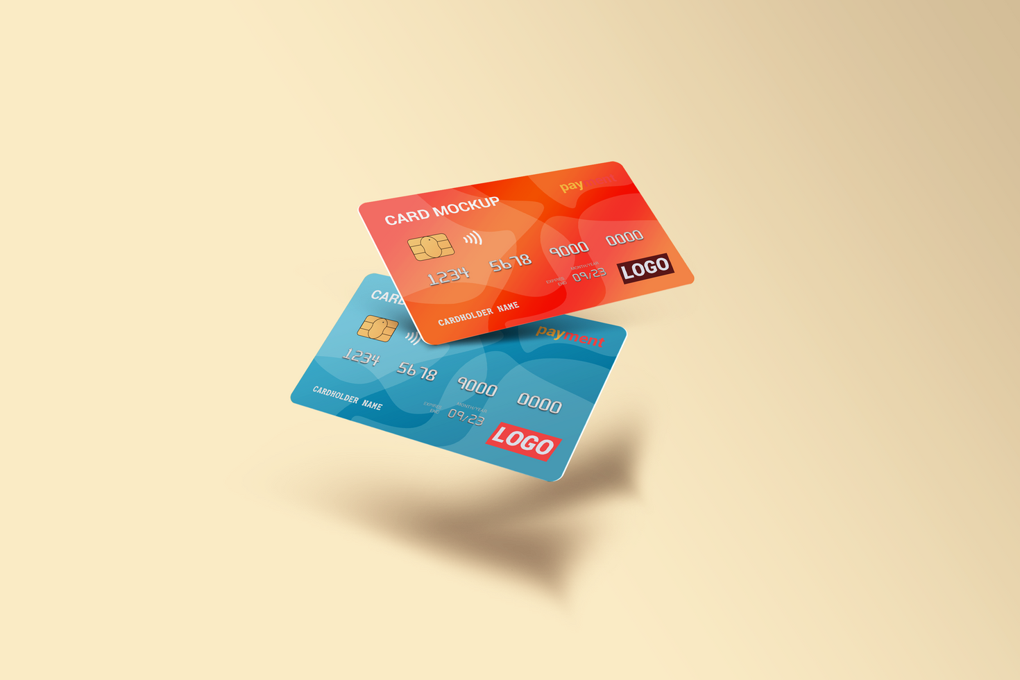 Flying Smart card, Debit Card Mockup psd