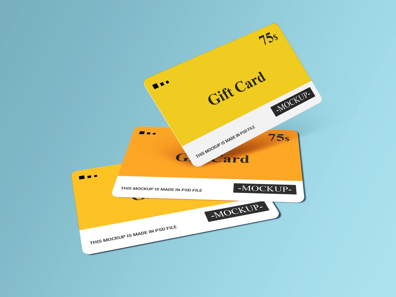 Three Gift Card Mockup Design psd