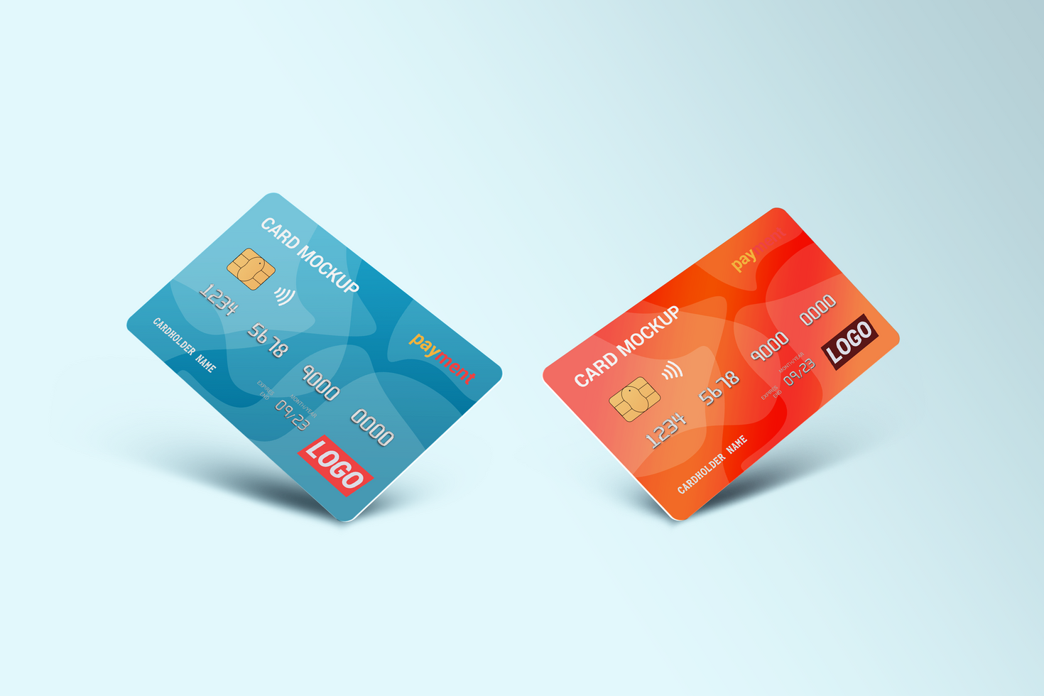 Two Smart card, Debit Card Mockup psd