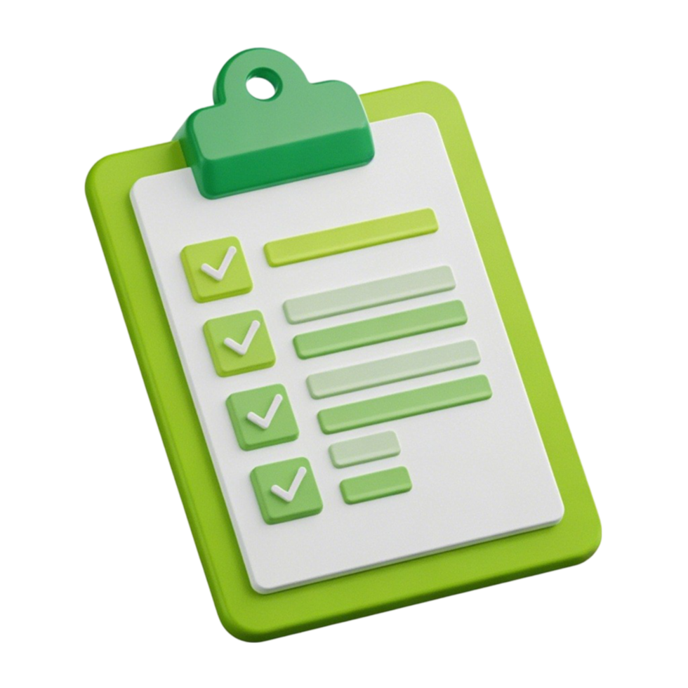 a green clipboard with a check mark on it transparent background png