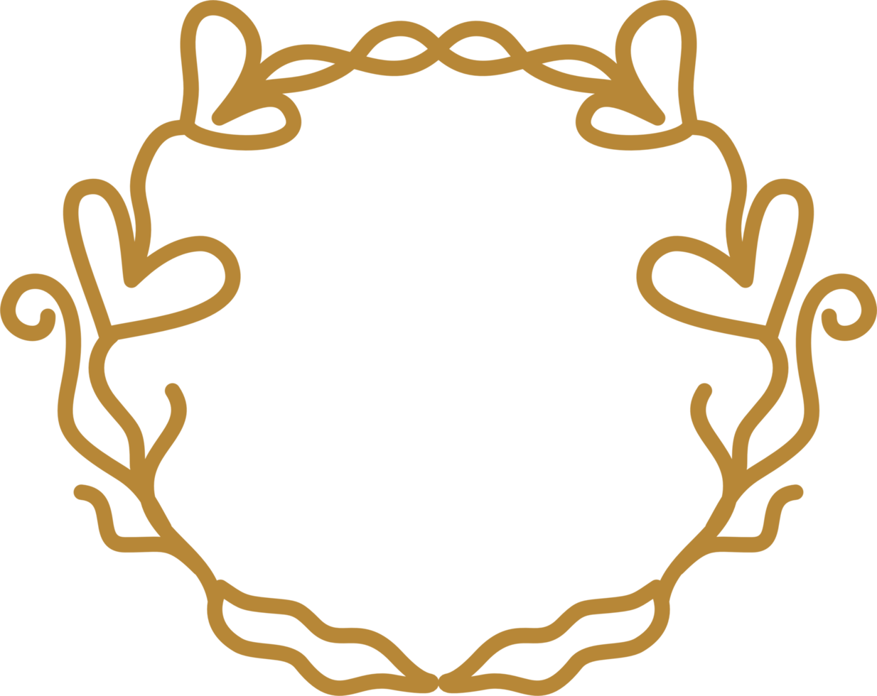 golden wreath with leaves and vines png