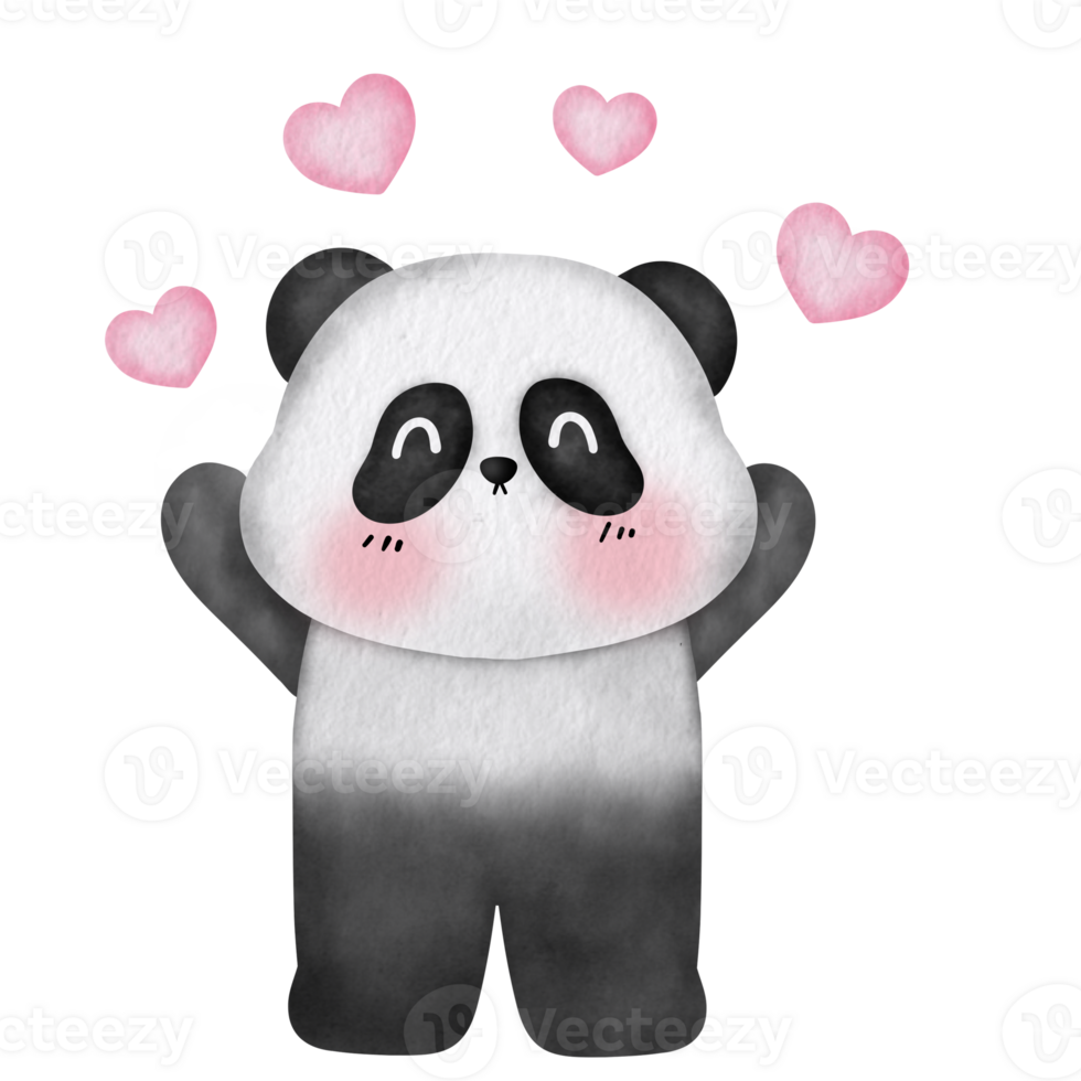 Cute Panda Holding Heart Illustration png