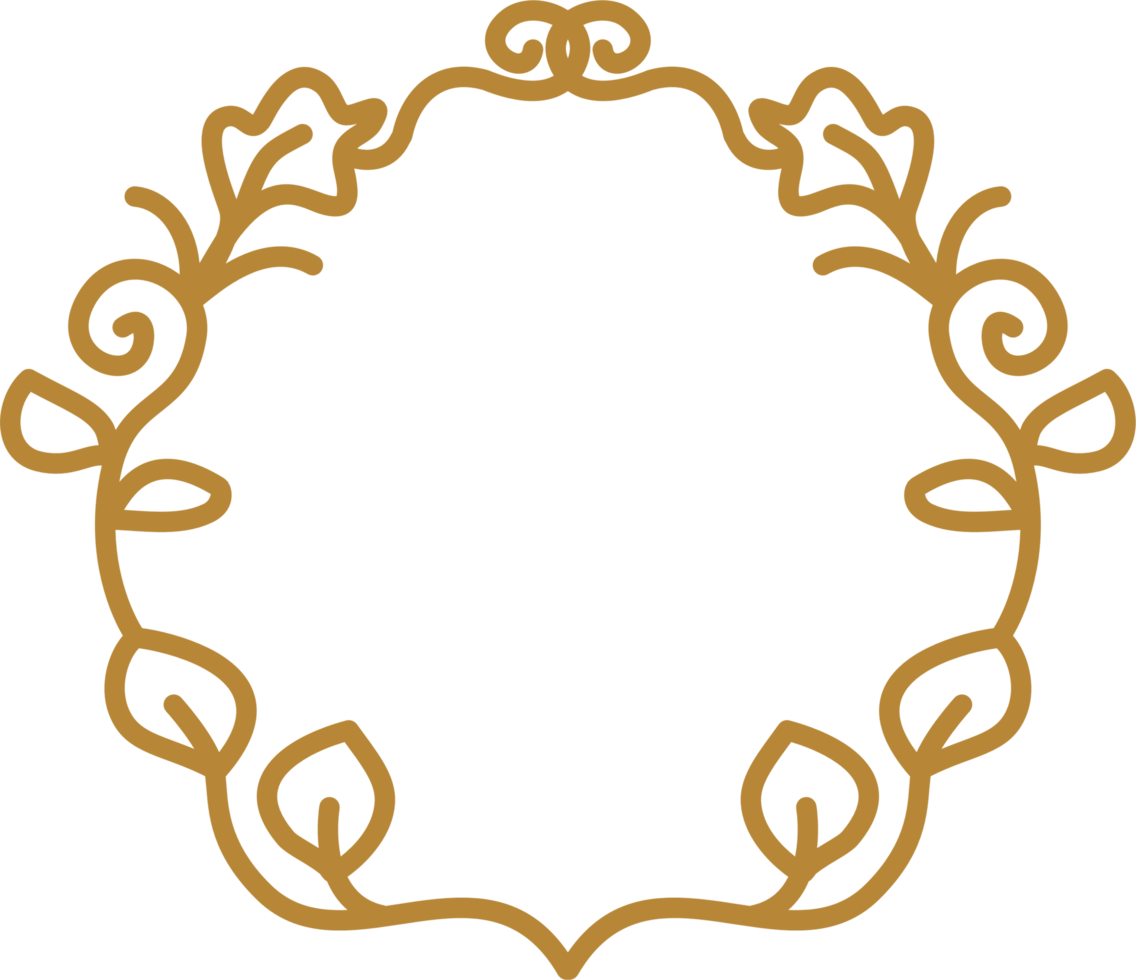 Gold line border with small leaves png