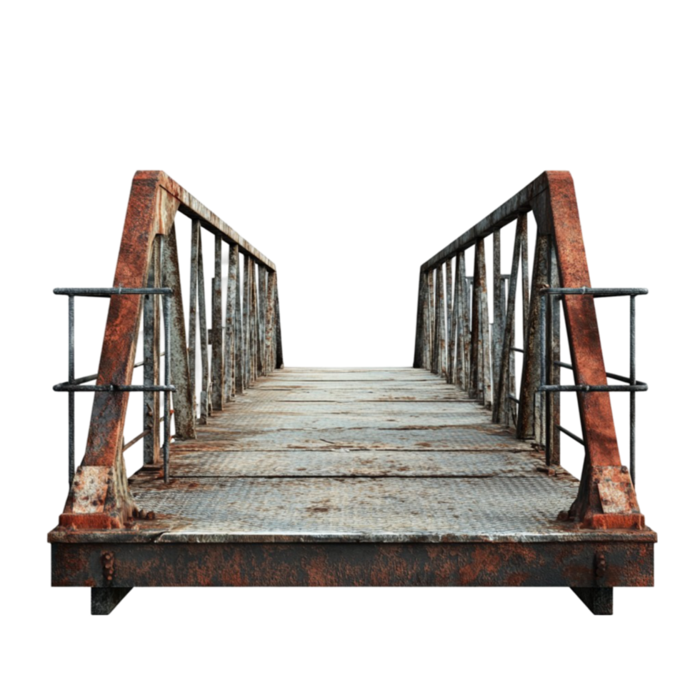 an old rusty bridge with no railings transparent background png