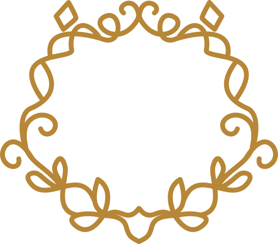 Golden vines frame outline png