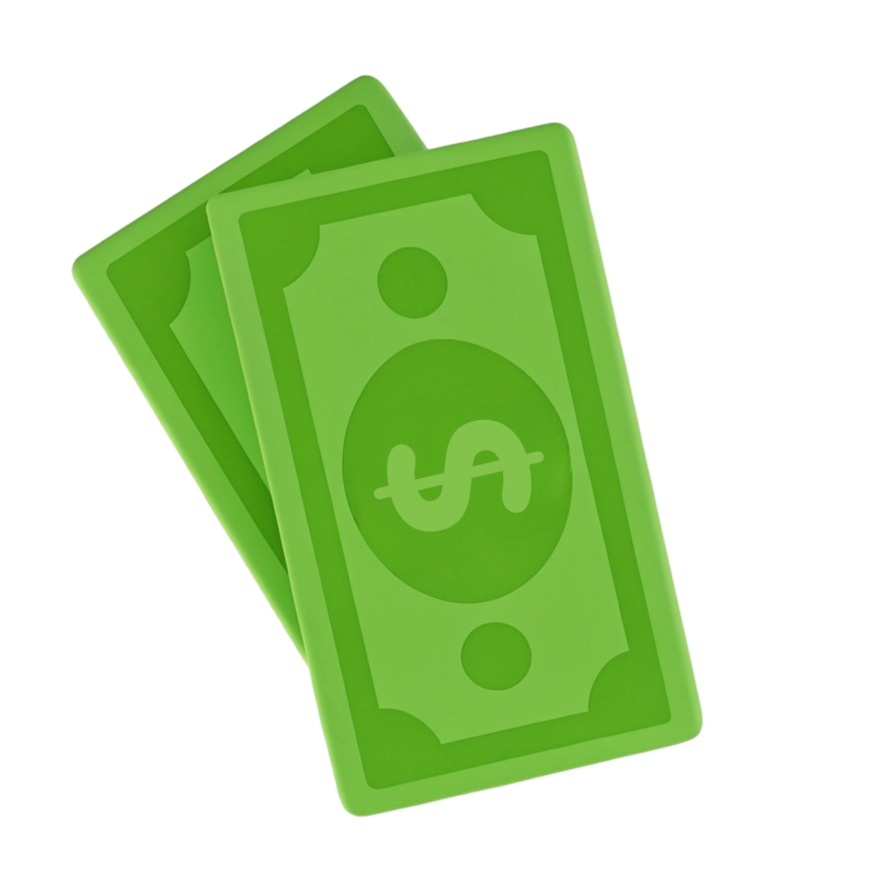 Green Paper Money with Transparent Background png