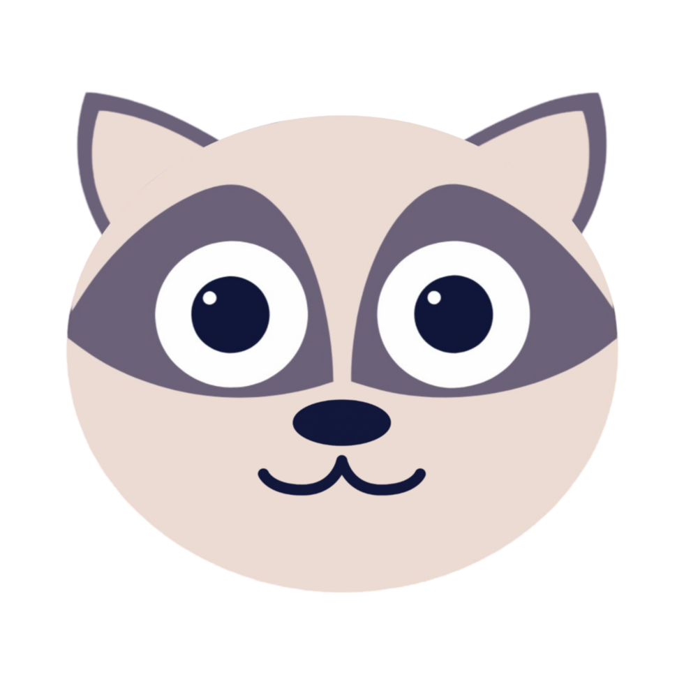 Adorable Raccoon Head Illustration on Transparent Background png