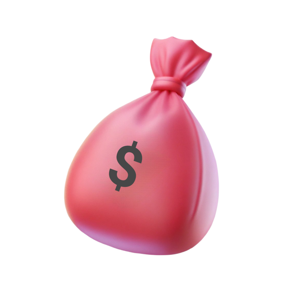 3D Money Bag Icon Isolated on Transparent Background png