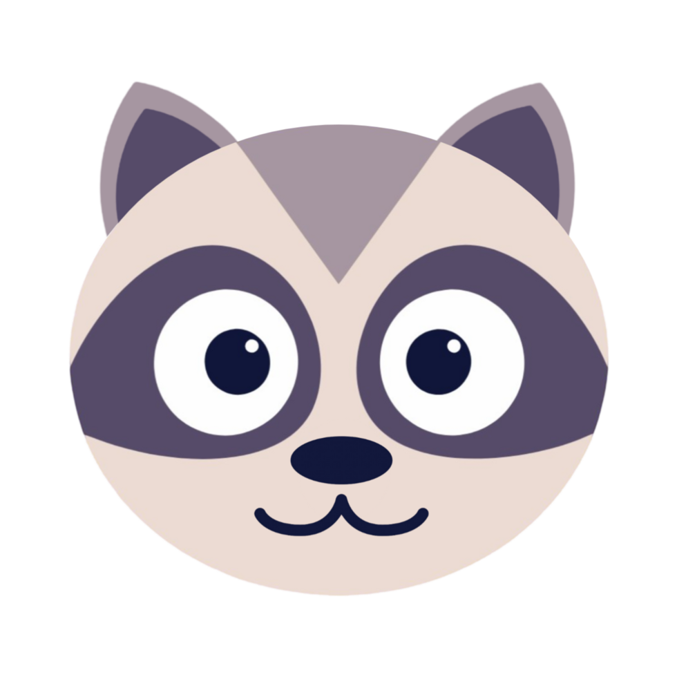 Charming Cartoon Raccoon Face Isolated png