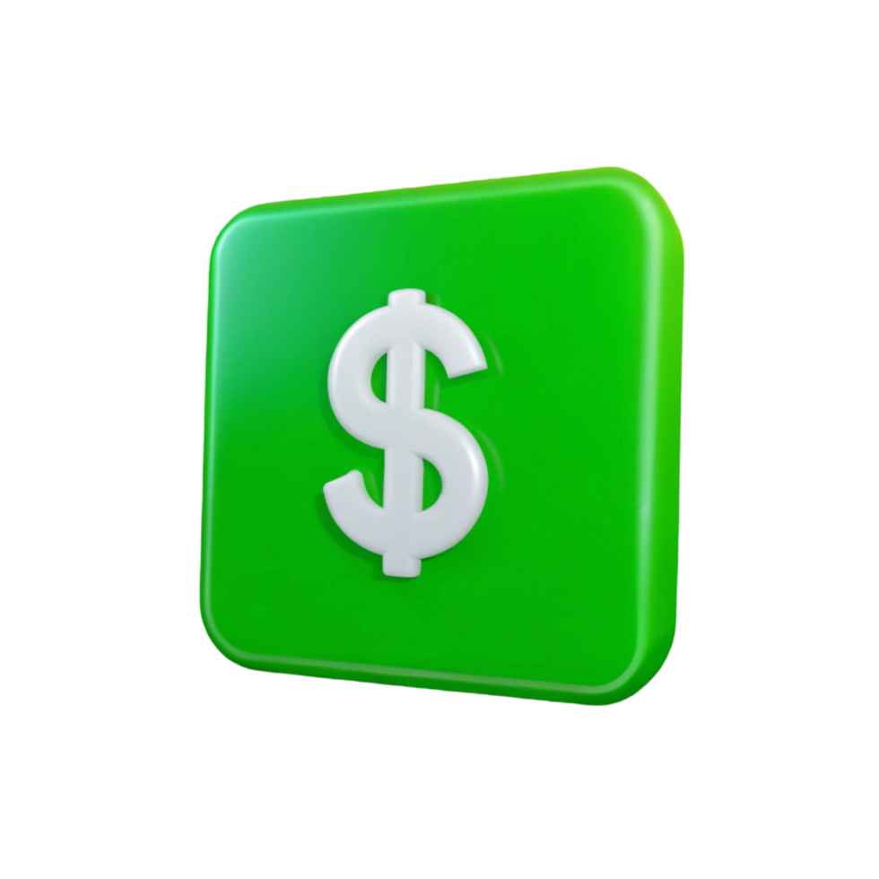3D Dollar Sign Isolated on Transparent Background png