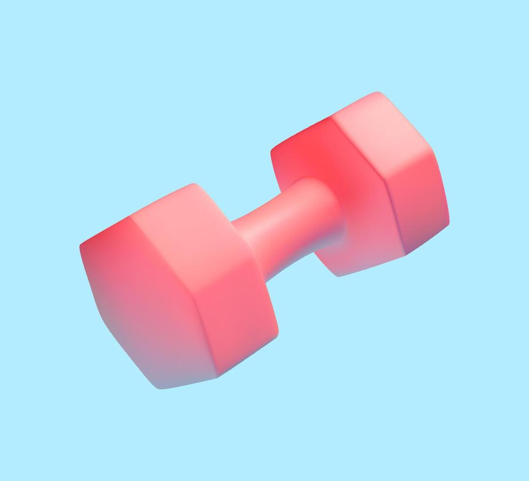 3D Pink Dumbbell on Light Blue Background vector