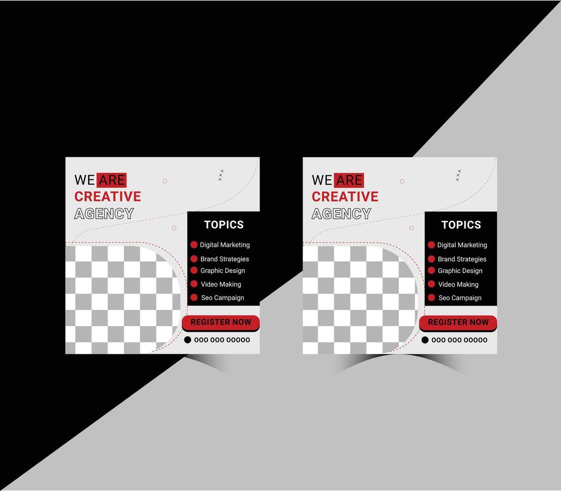 Digital marketing agency and corporate social media post or square web banner template vector
