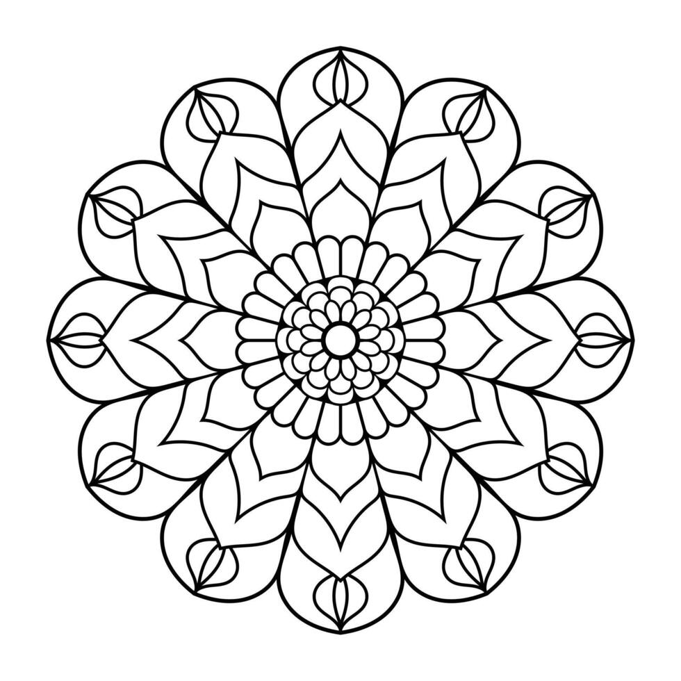 Intricate Black Line Mandala for Coloring on White Background vector