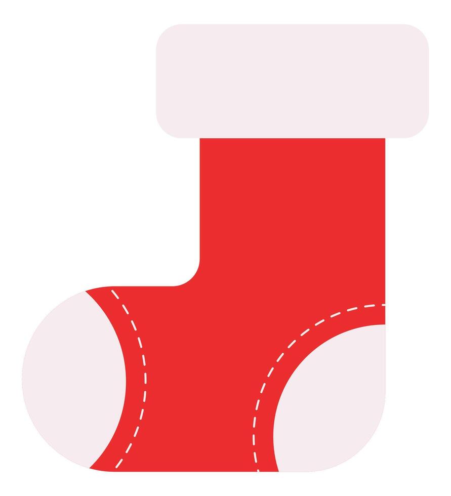 Santa Claus stocking flat icon isolated on white background. vector