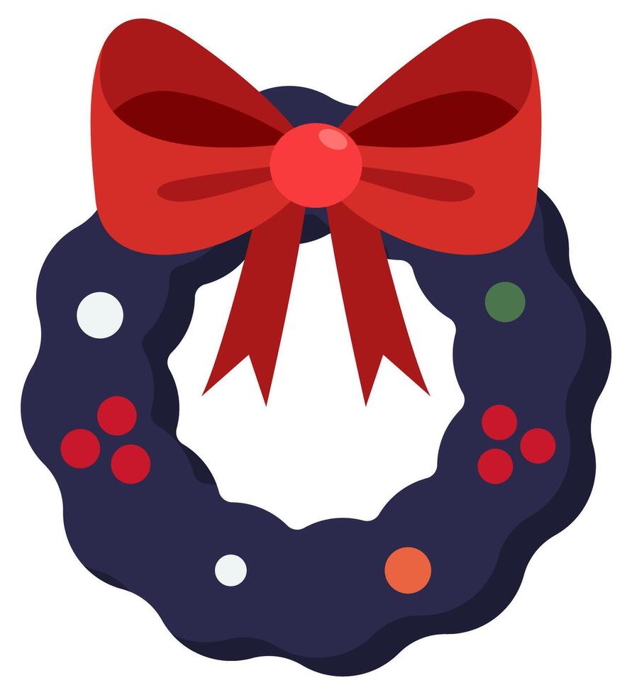 Flat icon of christmas wreath isolated on white background. vector