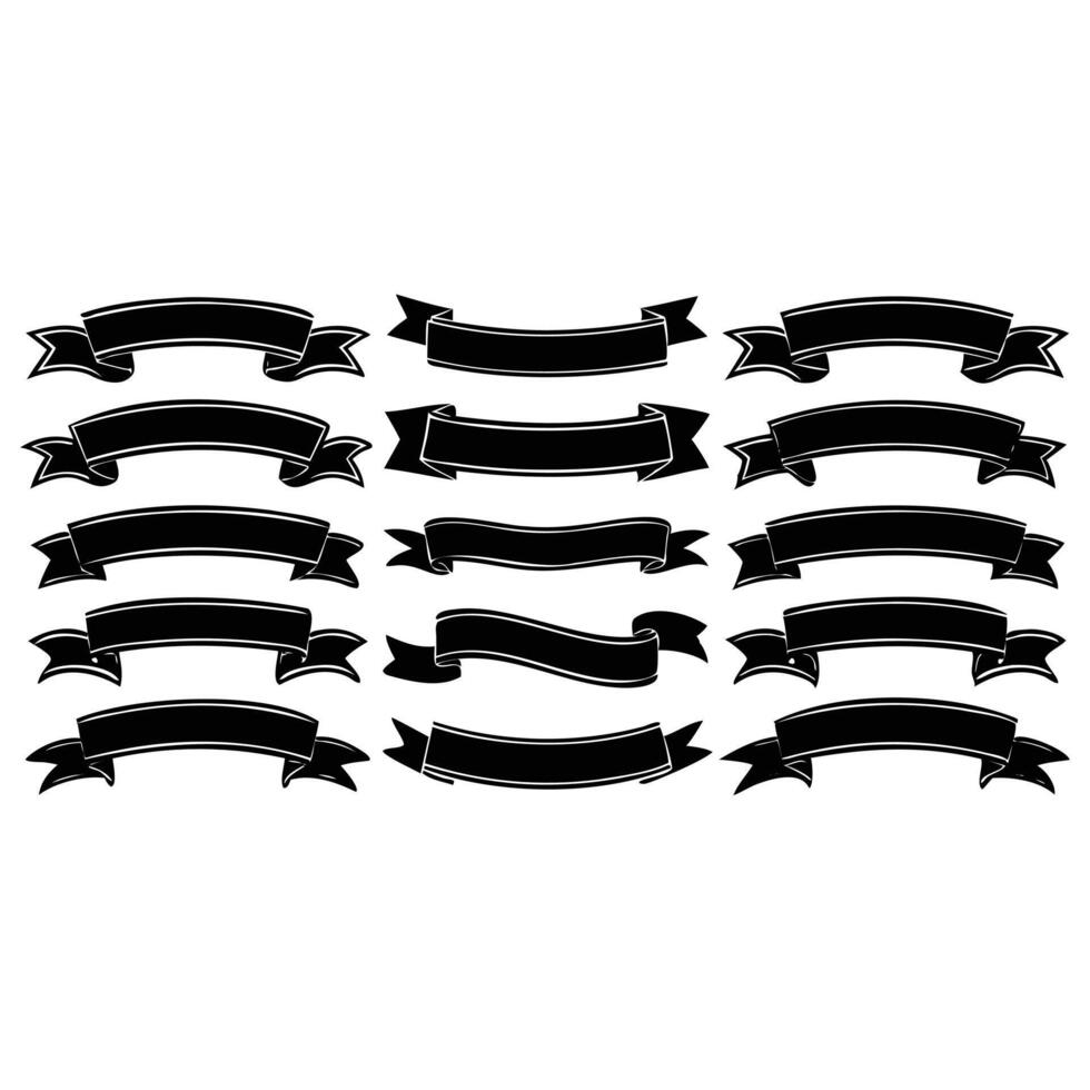 Elegant Ribbon Silhouette Set, Stylish and Versatile Designs vector