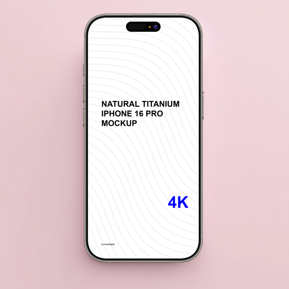 Natural titanium smartphone mockup on soft pink background psd