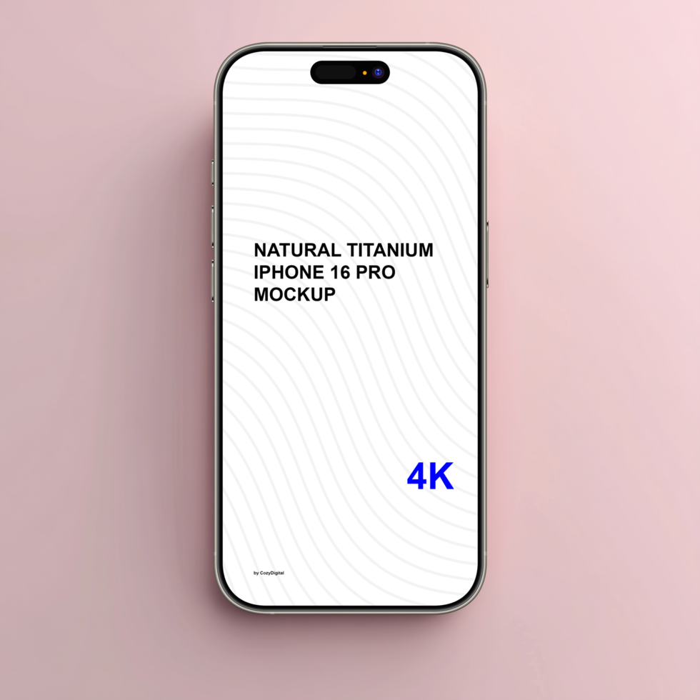 Natural titanium smartphone mockup on light pink background psd