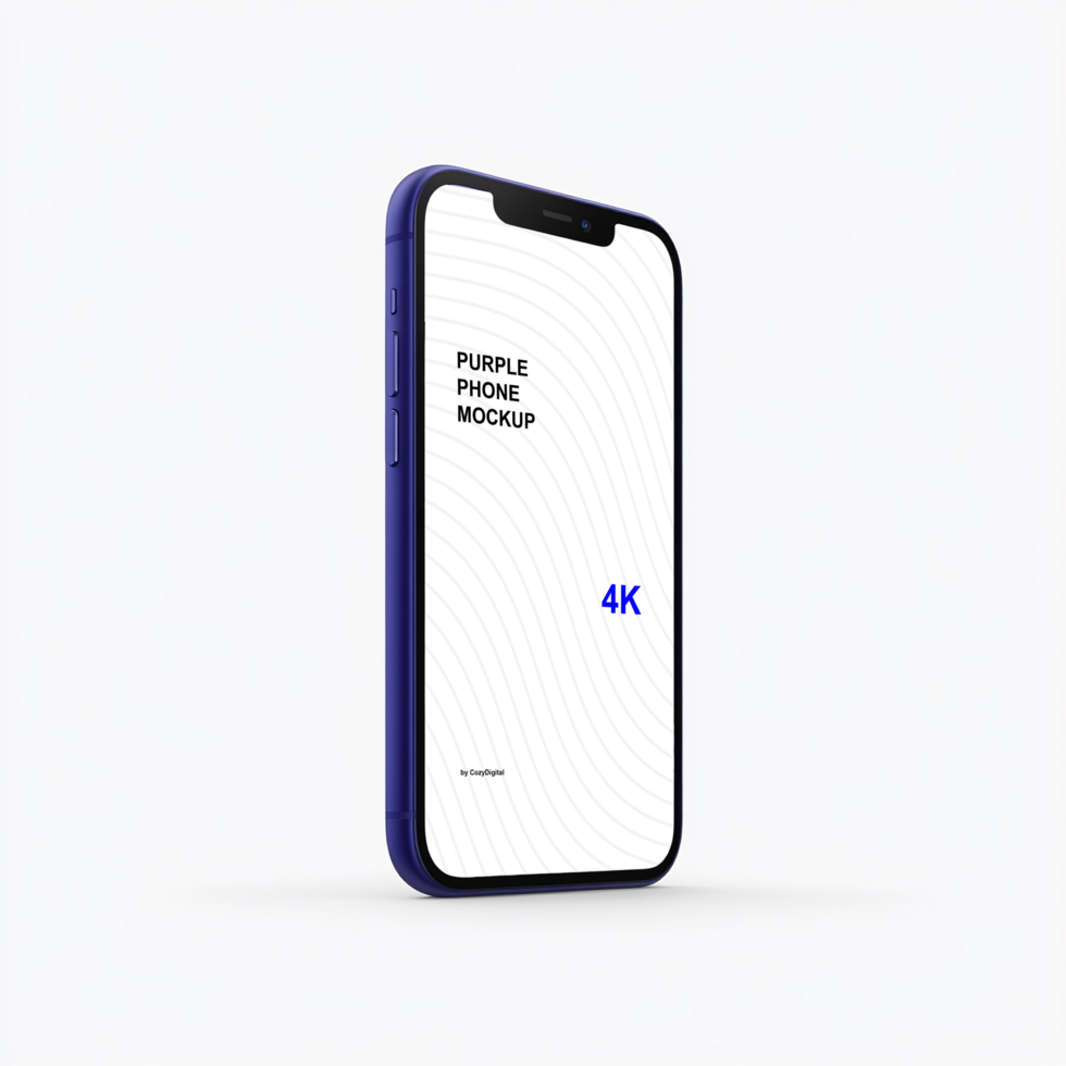 Purple smartphone mockup on white background psd