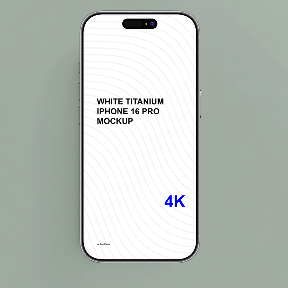 White titanium smartphone mockup on green background psd