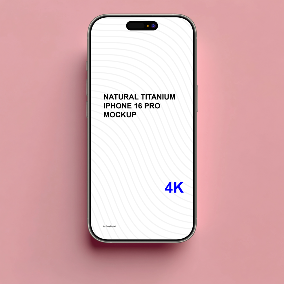 Natural titanium smartphone mockup on dark pink background psd